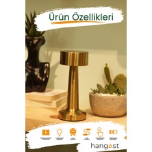 Hangast HL-007G Dekoratif Metal Gold Kablosuz Masa Lambası Dim Edilebilir Usb Şarzlı Ledli 5V 3 Renk Işık