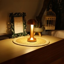 Hangast HL-009B Dekoratif Metal Bakır Mantar Kablosuz Masa Lambası Ledli 5V 3 Renk