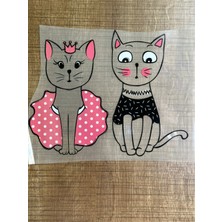 Gönülden Tasarım 20X17 cm Ütü Ile Yapışan Kediler Transfer Baskı Tişört Baskı Arma