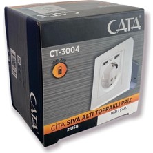 Cata CT-3004 Çift Usb'li Topraklı Priz Hızlı Şarj+Çocuk Koruma