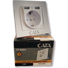 Cata CT-3004 Çift Usb'li Topraklı Priz Hızlı Şarj+Çocuk Koruma