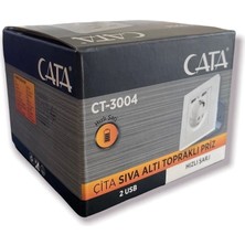 Cata CT-3004 Çift Usb'li Topraklı Priz Hızlı Şarj+Çocuk Koruma