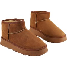 Liger Klasik Ultra Mini Kalın Taban Kadın Bot Taba