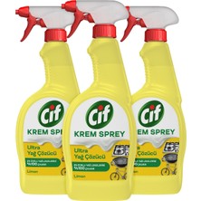 Cif Krem Sprey Limon Ultra Yağ Çözücü Yüzey Temizleyici 750 ml X3 + Mikrofiber Bez Hediye X1