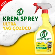 Cif Krem Sprey Limon Ultra Yağ Çözücü Yüzey Temizleyici 750 ml X3 + Mikrofiber Bez Hediye X1