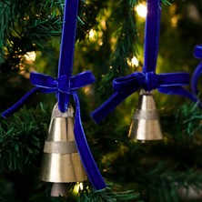 Beige & Stone Yılbaşı Ağacı Süsü Kurdeleli Büyük Çan