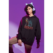 Fuddy Moda Fatality Sub-Zero Baskılı Kapüşonlu Sweatshirt, Unisex Oversize Mortal Kombat Baskılı Hoodie