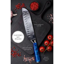 Japon Santoku Şef Bıçağı ( Mavi reçine saplı )