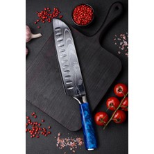 Japon Santoku Şef Bıçağı ( Mavi reçine saplı )