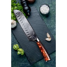 Japon Santoku Şef Bıçağı ( Kırmızı Reçine Saplı )