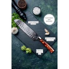 Japon Santoku Şef Bıçağı ( Kırmızı Reçine Saplı )