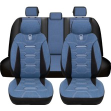 Minderland Fa Serisi - Volkswagen Amarok ile Uyumlu Koltuk Kılıfı, Keten / Mavi Melanj