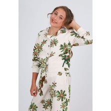 Miniğimin Cicileri 8-14 Yaş Bellis Kız Çocuk Çiçekli Keten Ceket-Krem