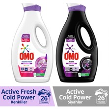 Omo Sıvı Deterjan Active Fresh Cold Power Renkliler  1690 ml + Omo Sıvı Active Cold Power Siyahlar 1690 ml