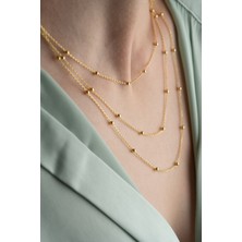 Nereze 925 Ayar Gümüş Gold Kaplama 3 Sıra Minik Dorika Toplu Kolye