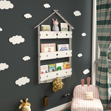 Mingitav Maison Çatılı Askılı Ahşap Eğitici Montessori Çocuk Odası Kitaplık
