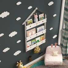 Mingitav Maison Çatılı Askılı Ahşap Eğitici Montessori Çocuk Odası Kitaplık