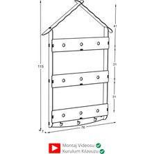 Mingitav Maison Çatılı Askılı Ahşap Eğitici Montessori Çocuk Odası Kitaplık