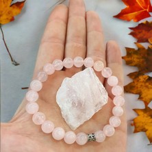 NBS Beautiful Naturel Stones Pembe Kuvars ( Taş ) Doğal Taş Bileklik 8 mm