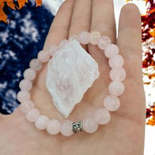 NBS Beautiful Naturel Stones Pembe Kuvars ( Taş ) Doğal Taş Bileklik 8 mm