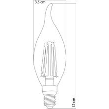 Heka 10'lu LED Filament Rustik Ampul Kıvrık Uç 6W E14 6500K (Beyaz Işık)