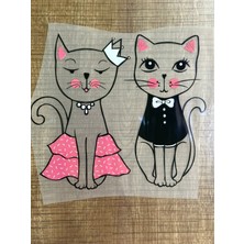 Gönülden Tasarım 17X17 cm Ütü Ile Yapışan Kediler Transfer Baskı Tişört Baskı Arma