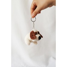 Dudu Kids Peluş Köpekli Anahtarlık - 8 cm - Tombik - Beyaz - Doğum Günü Hdys - Çanta Süsü - Oyuncak