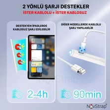 NovStrap iPad 7/8/9 Nesil 10.2 inç ile Uyumlu Tablet Kalemi Pencil Avuç İçi Reddi Dual Şarj 3 x Uç