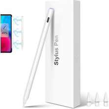Novstrap iPad ile Uyumlu Kalem Pencil Avuç Içi Reddi Eğime Duyarlı Kablolu Kablosuz Şarj 3 Adet Uç