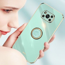 4U Sky Xiaomi Poco Için Xinli Arka Kabuk X3/x3 Pro/x3 Nfc, Ring Kickstand Case Elektrokaplama Altın Kenar Yumuşak Tpu Kapak Black (Yurt Dışından)