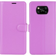 4U Sky Xiaomi Poco X3 Nfc/poco X3-Purple Için Litchi Cilt Cüzdan Deri Stand Kılıfı (Yurt Dışından)