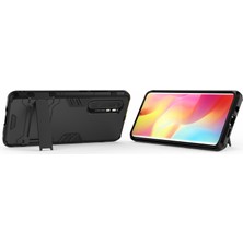 4U Sky 2 Arada 1 Pc+Tpu Hibrit Mobil Kabuk Kickstand ile Xiaomi Mi Note 10 Lite-Black (Yurt Dışından)