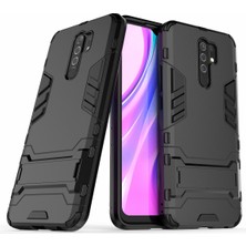 4U Sky Xiaomi Redmi 9-Black Için Kickstand ile 2'den 1 Pc+Tpu Hibrit Mobil Kılıf (Yurt Dışından)