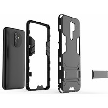 4U Sky Xiaomi Redmi 9-Black Için Kickstand ile 2'den 1 Pc+Tpu Hibrit Mobil Kılıf (Yurt Dışından)