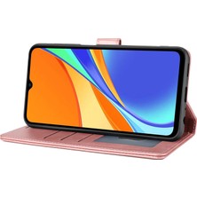 4U Sky Xiaomi Için Redmi 10A 4g/9c 4g/9c Nfc 4g Her Şey Dahil Koruma Ekleme Deri Telefon Kılıfı Stand Stand Fonksiyon Manyetik Kabuk-Pembe (Yurt Dışından)