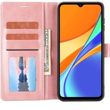 4U Sky Xiaomi Için Redmi 10A 4g/9c 4g/9c Nfc 4g Her Şey Dahil Koruma Ekleme Deri Telefon Kılıfı Stand Stand Fonksiyon Manyetik Kabuk-Pembe (Yurt Dışından)