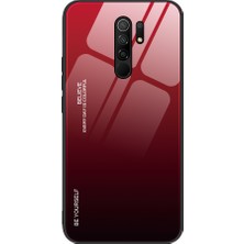 4U Sky Xiaomi Redmi 9-Kırmızı/siyah Için Gradyan Renk Temperli Cam+Pc+Tpu Kabuğu (Yurt Dışından)