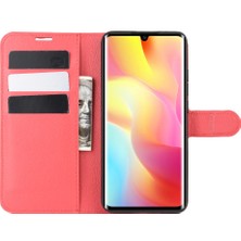 4U Sky Litchi Cilt Manyetik Deri Stand Kılıfı Xiaomi Mi Note 10 Lite-Red (Yurt Dışından)