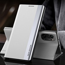 4U Sky Pu Deri Çok Yolda Koruma Tam Koruma Telefon Kılıfı, Stand For Xiaomi Mi 11I/POCO F3/redmi K40/K40 Pro-Silver (Yurt Dışından)