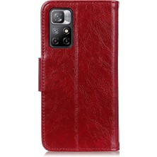 4U Sky Flip Telefon Kılıfı Nappa Doku Deri Deri Damla Dirençli Stand Cüzdan Telefon Kapağı Xiaomi Redmi Not 11 5g (Çin) (Mediatek)/redmi Not 11T 5g/redmi Not 11S 5g-Red (Yurt Dışından)