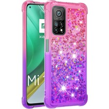 4U Sky Glitter Pullar Quicksand Tasarım Tpu Telefon Koruyucu Kabuk Xiaomi Mi 10T Pro 5g/xiaomi Mi 10T 5g-Pink+Mor (Yurt Dışından)