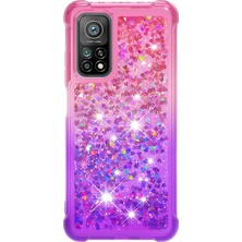 4U Sky Glitter Pullar Quicksand Tasarım Tpu Telefon Koruyucu Kabuk Xiaomi Mi 10T Pro 5g/xiaomi Mi 10T 5g-Pink+Mor (Yurt Dışından)