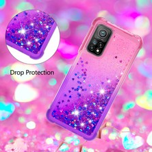 4U Sky Glitter Pullar Quicksand Tasarım Tpu Telefon Koruyucu Kabuk Xiaomi Mi 10T Pro 5g/xiaomi Mi 10T 5g-Pink+Mor (Yurt Dışından)