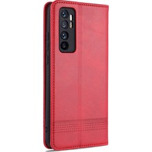 4U Sky Otomatik Emilen Pu Deri+Tpu Cüzdan Stand Telefon Kapak Kılıfı Xiaomi Mi Note 10 Lite-Red Için (Yurt Dışından)