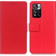 4U Sky Pu Deri Koruyucu Kılıf Manyetik Kapatma Cüzdan Xiaomi Redmi Için Telefon Kabuk Kapağı Note 11 Pro 5g (Çin)/11 Pro+ 5g-Red (Yurt Dışından)