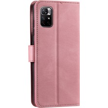 4U Sky Birleştirme Dikiş Cilt Dokunuşu Hissi Tam Koruma Pu Deri Kapak Iç Tpu Telefon Kasası Kabuk Xiaomi Için Stant Cüzdanı Not 11 Pro 5g (Çin) (Mediatek)/not 11 Pro+ 5g-Pembe (Yurt Dışından)