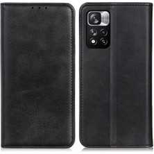 4U Sky Manyetik Otomatik Emici Bölünmüş Deri Kapak+ Tpu Iç Kasa Cüzdan Standı Koruyucu Kapak Kabuğu Xiaomi Redmi Note 11 Pro 5g (Çin) (Mediatek)/11 Pro+ 5g-Black (Yurt Dışından)