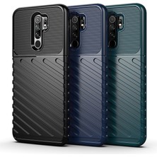 4U Sky Thunder Serisi Twill Texture Yumuşak Tpu Telefon Kılıfı Xiaomi Redmi 9-Blue (Yurt Dışından)