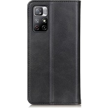 4U Sky Manyetik Otomatik Emici Bölünmüş Deri Kapak+Tpu Iç Kasa Şok Geçirmez Anti-Gall Cüzdan Stant Kapağı Xiaomi Redmi Not 11 5g (Çin) (Mediatek)/redmi Note 11T 5g/redmi Not 11S 5g-Black (Yurt Dışından)