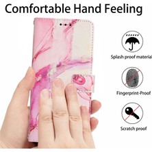 4U Sky Xiaomi Için Redmi 10A/POCO C31/REDMI 9c/9c Nfc Mermer Desen Baskı Deri Cüzdan Kapak Standı Özellik Manyetik Flip Koruyucu Kılıf Strap-Rose Altın (Yurt Dışından)